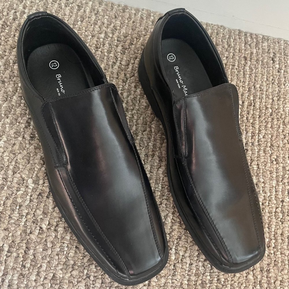 Bruno Marc Black Men's Square Toe Leather Loafers